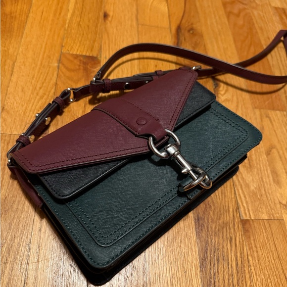 Rebecca Minkoff Hudson Crossbody Bag in Oxblood/Wine Saffiano Leather - Picture 2 of 3